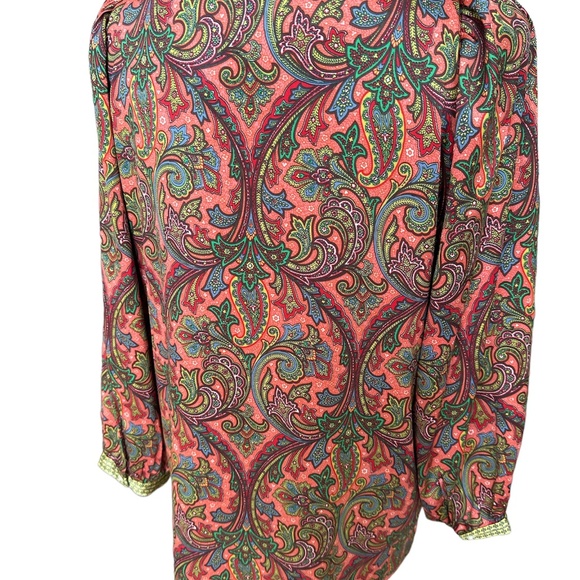 Loft NWT Women's Medium Multicolor Patterned Long Sleeve Blouse - Picture 7 of 7